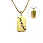 Stainless Steel Gold PVD Dog Tag w/ JOHN 14:6 Verse & Chain